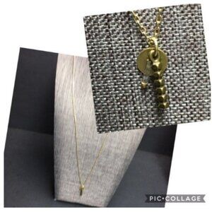 Maison Scotch Charm Necklace 24 In M Monogram Disc Gold Triple Dangle Seed Bead